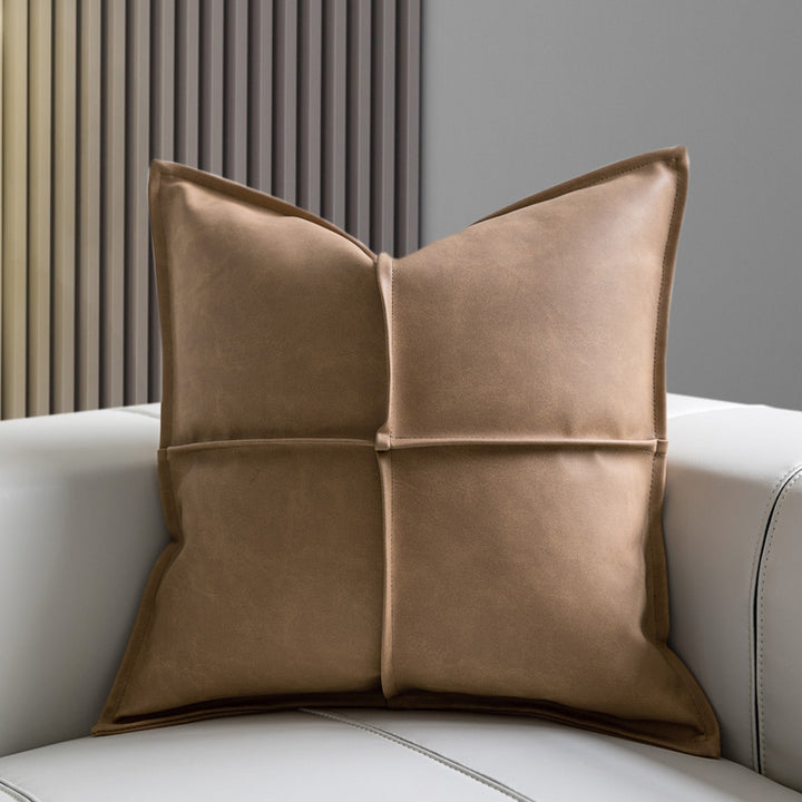 Buy farmhouse furniture Thurii | Leather Mediterranean Cross Pleated Pillowcase - Modern Cottage Farmhouse Furniture