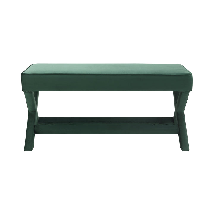 Buy farmhouse furniture Green Upholstered Bench X-Crossed Legs - Modern Cottage Farmhouse Furniture