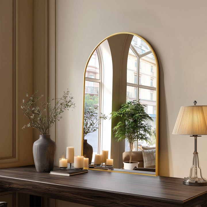 Buy farmhouse furniture Valencia Arched Mediterranean Mirror | Black or Gold | Anti-Fog HD Glass | 3 Sizes - Modern Cottage Farmhouse Furniture