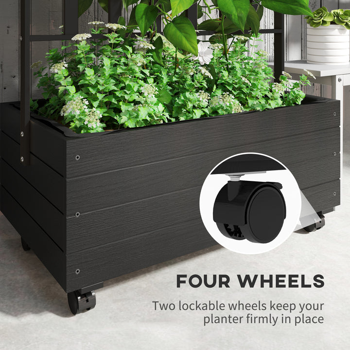 Buy farmhouse furniture Raised Garden Bed with Trellis &amp; Wheels | Elevated Wooden Outdoor Planter | 34.6" x 41.3" - Modern Cottage Farmhouse Furniture