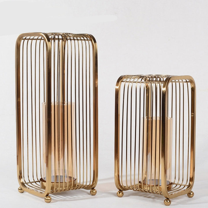 Buy farmhouse furniture Camini | Modern Mediterranean Bronze Metal And Transparent Glass Floor Vase - Modern Cottage Farmhouse Furniture