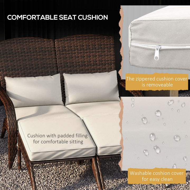 Buy farmhouse furniture Charlotte 2-Person Rattan Patio Chair | Farmhouse Adirondack Chair for Two with Ottomans - Modern Cottage Farmhouse Furniture