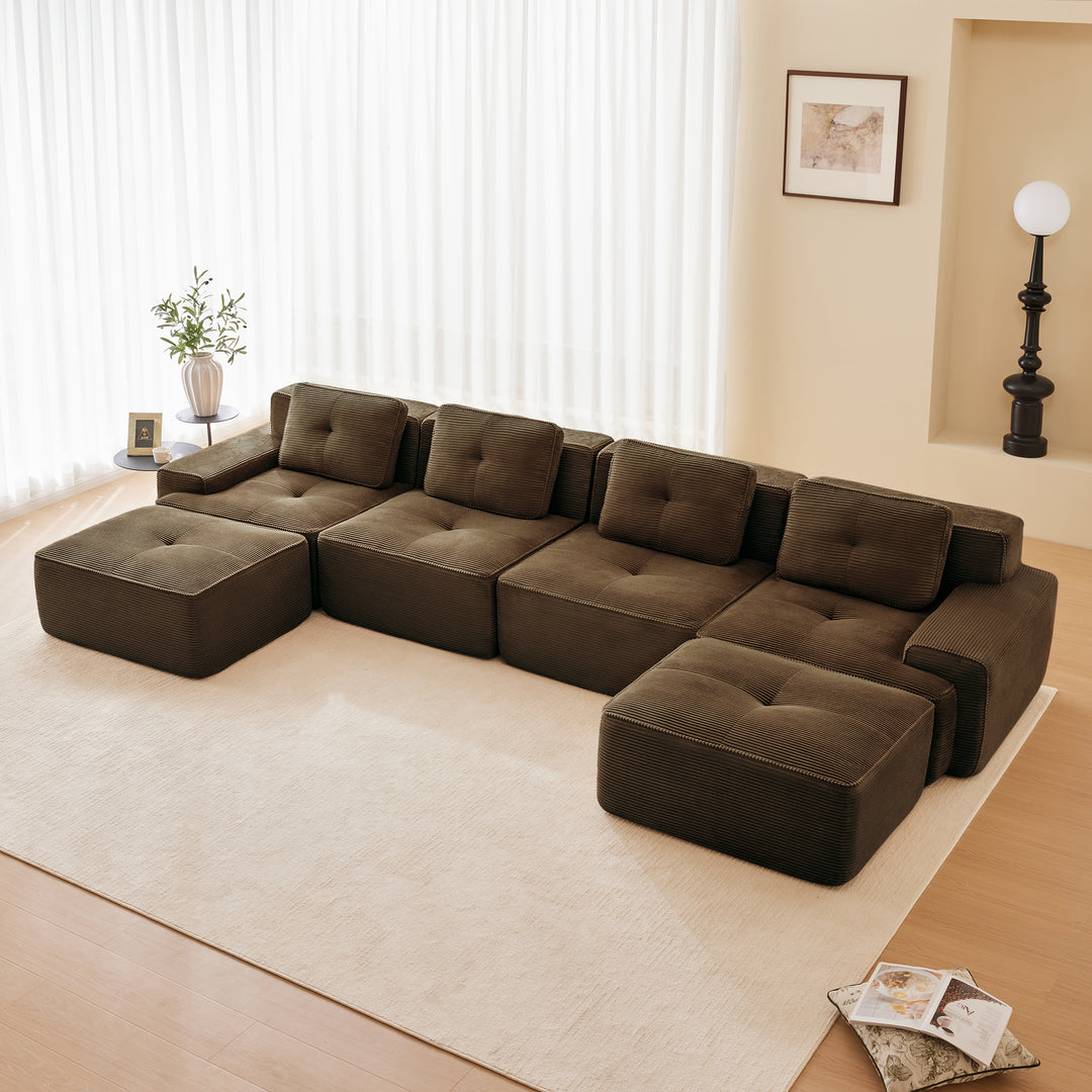 Buy farmhouse furniture Hearth | Large U Shaped Brown Modern Cottage Farmhouse Style Sofa Couch - Modern Cottage Farmhouse Furniture
