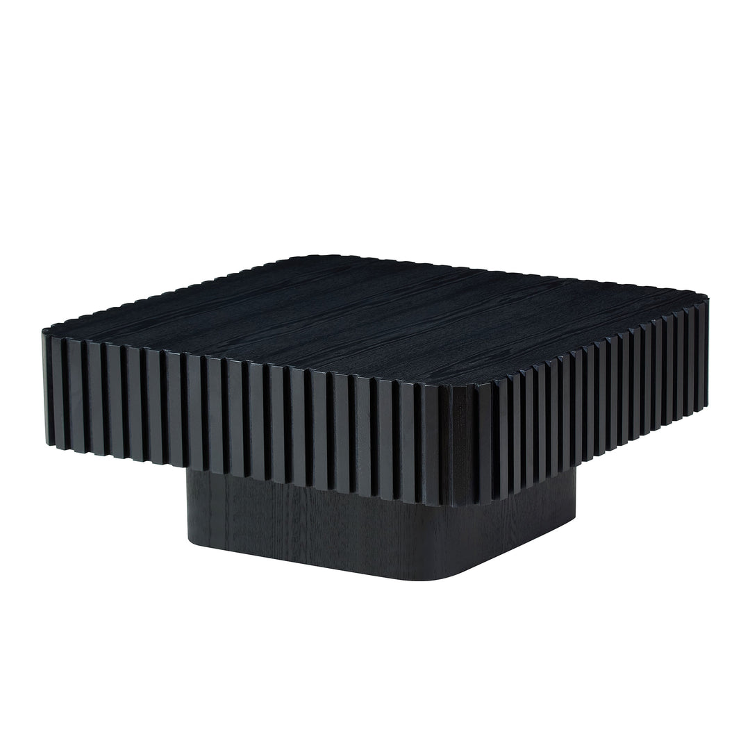 Buy farmhouse furniture Amalfi Black Mediterranean Coffee Table | Sculptural Drum Design | 31.5" Square - Modern Cottage Farmhouse Furniture