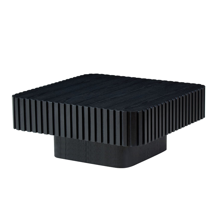 Buy farmhouse furniture Amalfi Black Mediterranean Coffee Table | Sculptural Drum Design | 31.5" Square - Modern Cottage Farmhouse Furniture