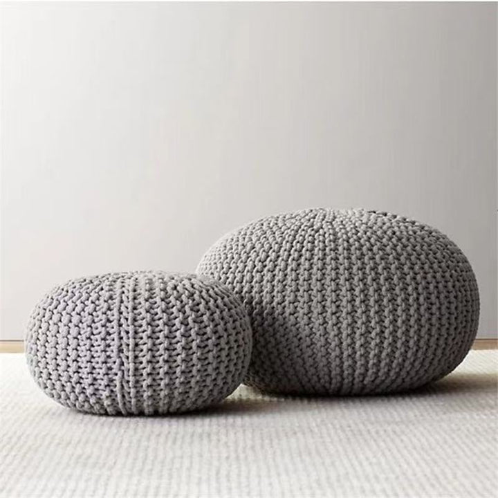 Buy farmhouse furniture Handwoven Artisan Modern Round Mediterranean Round Ottoman - Modern Cottage Farmhouse Furniture