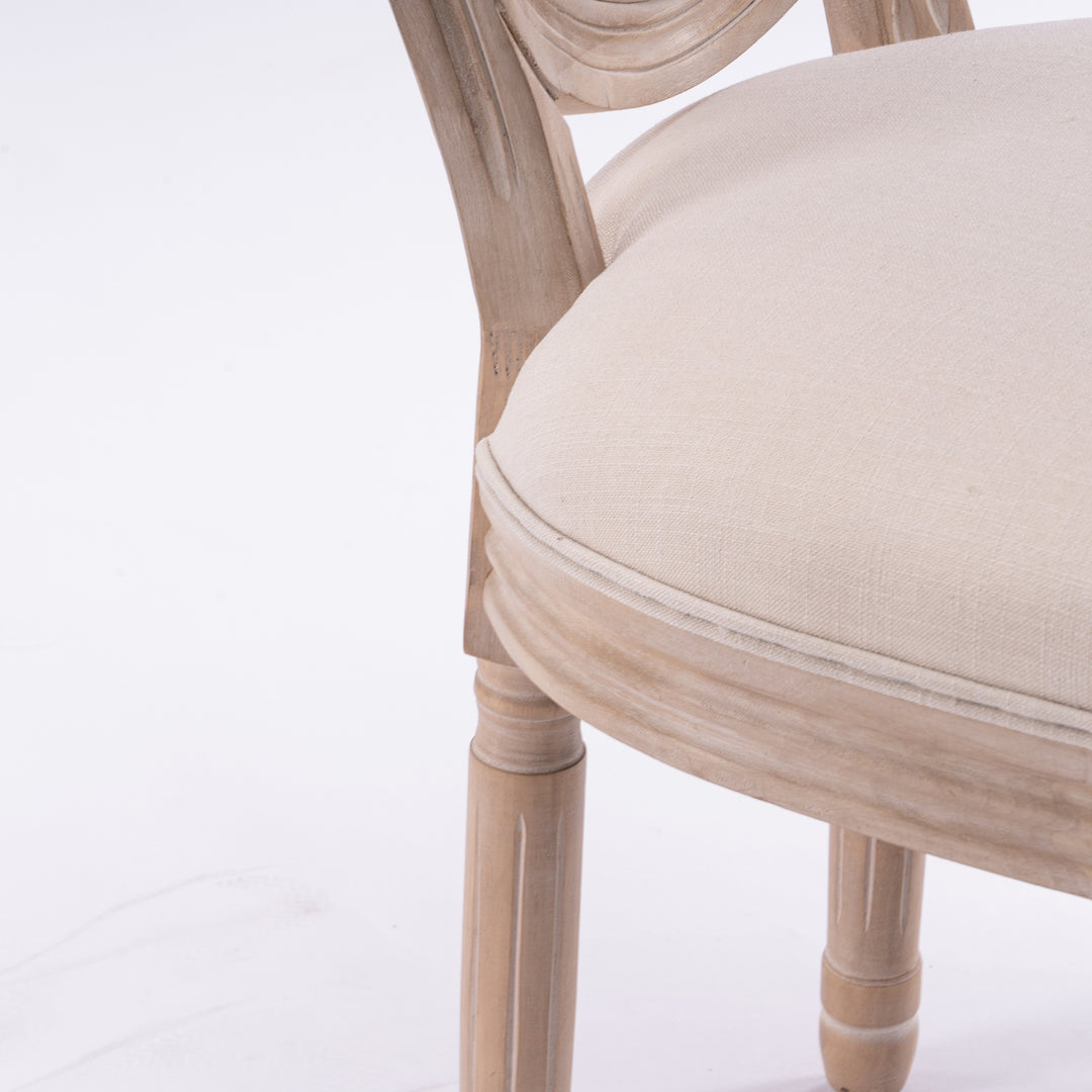 Buy farmhouse furniture Mediterranean French Wood Antique Linen &amp; Rattan Dining Chair (Set Of 2) - Modern Cottage Farmhouse Furniture