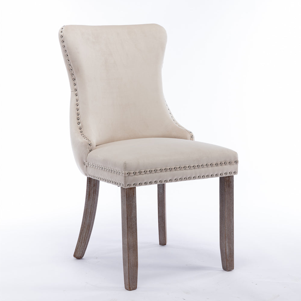 Buy farmhouse furniture Modern Mediterranean Luxury Upholstered Wing-Back Dining Chairs (Set of 2) - Modern Cottage Farmhouse Furniture