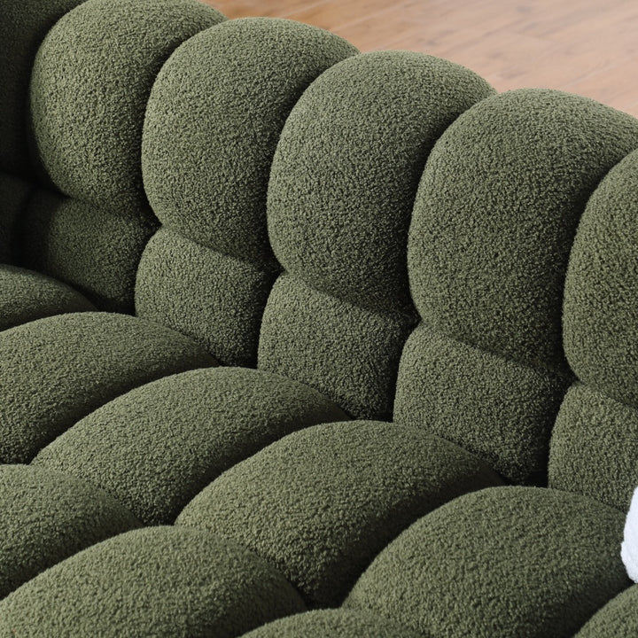 Buy farmhouse furniture Large Modern Olive Green Boucle Italian Mediterranean Sofa Couch - Modern Cottage Farmhouse Furniture