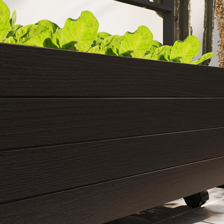 Buy farmhouse furniture Raised Garden Bed with Trellis &amp; Wheels | Elevated Wooden Outdoor Planter | 34.6" x 41.3" - Modern Cottage Farmhouse Furniture