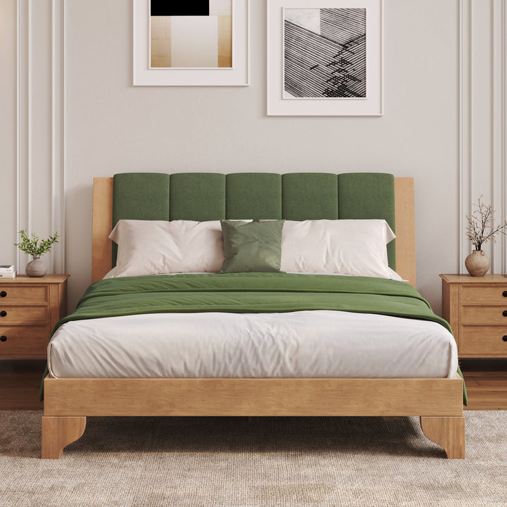 Buy farmhouse furniture Sage &amp; Cream Queen Premium Pine Wood Farmhouse Queen Bed Frame - Modern Cottage Farmhouse Furniture