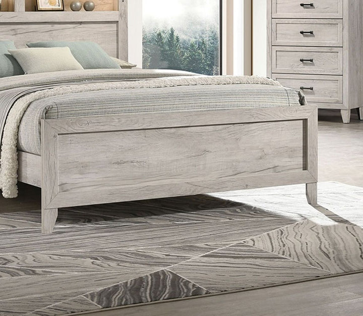 Buy farmhouse furniture 1pc King Size Farmhouse Bed w Headboard Shelves and Light White Wash Contemporary Furniture - Modern Cottage Farmhouse Furniture