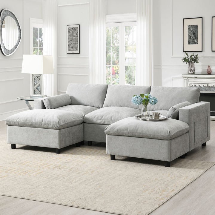 Buy farmhouse furniture Modern Farmhouse Grey Three Seater Sofa Couch - Modern Cottage Farmhouse Furniture