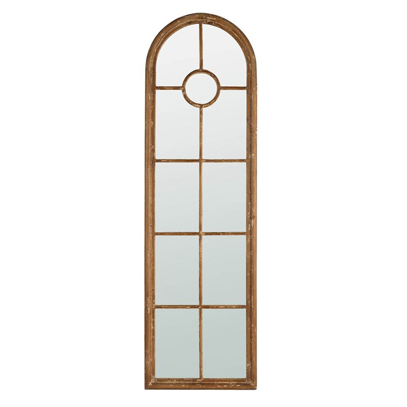 Buy farmhouse furniture Farmhouse Decorative Half-Round Elongated Mirror - Classic Window Design - Modern Cottage Farmhouse Furniture