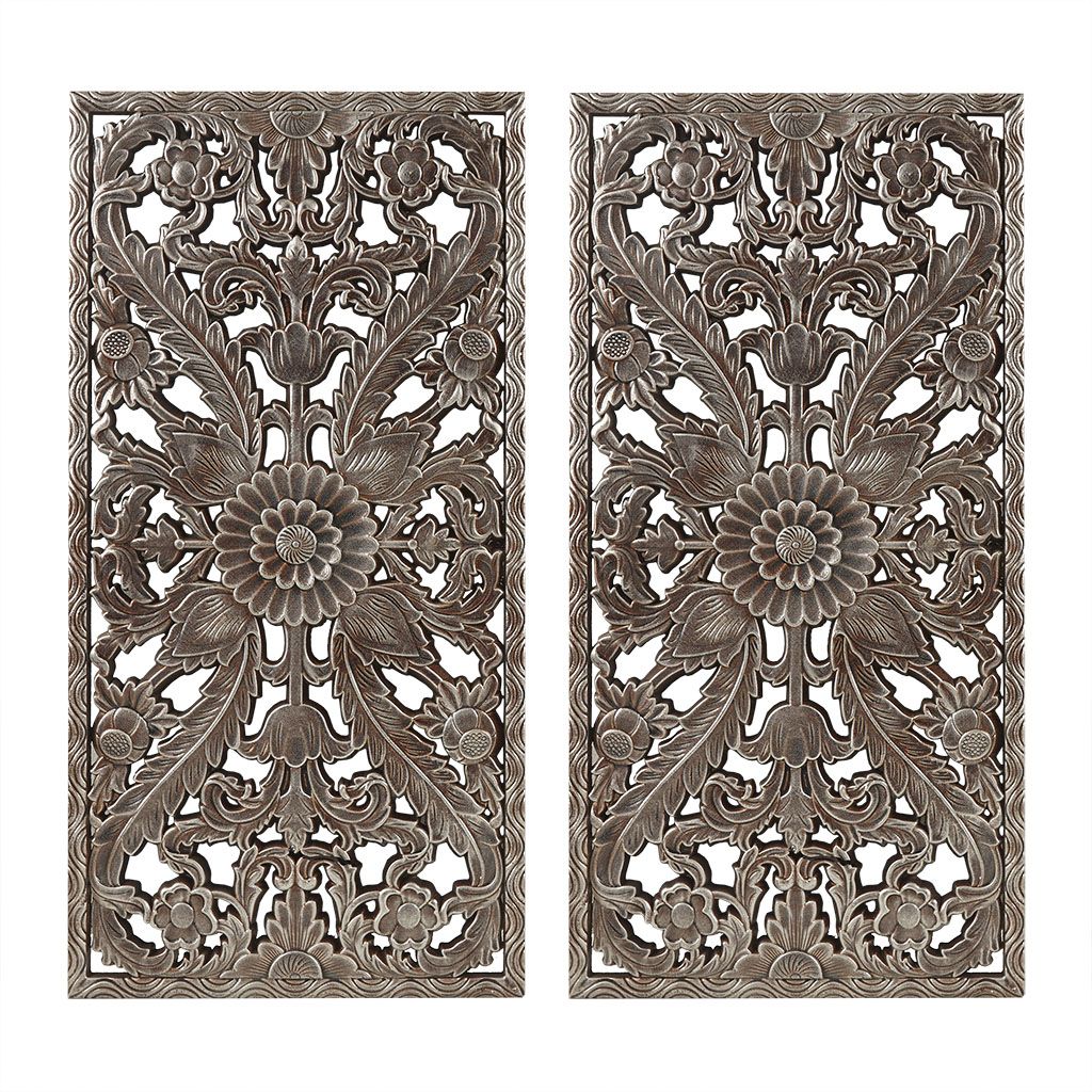Buy farmhouse furniture Distressed Carved Wood 2-piece Wall Decor Set - Modern Cottage Farmhouse Furniture