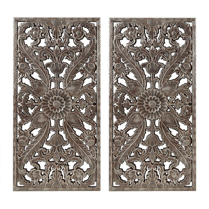 Buy farmhouse furniture Distressed Carved Wood 2-piece Wall Decor Set - Modern Cottage Farmhouse Furniture