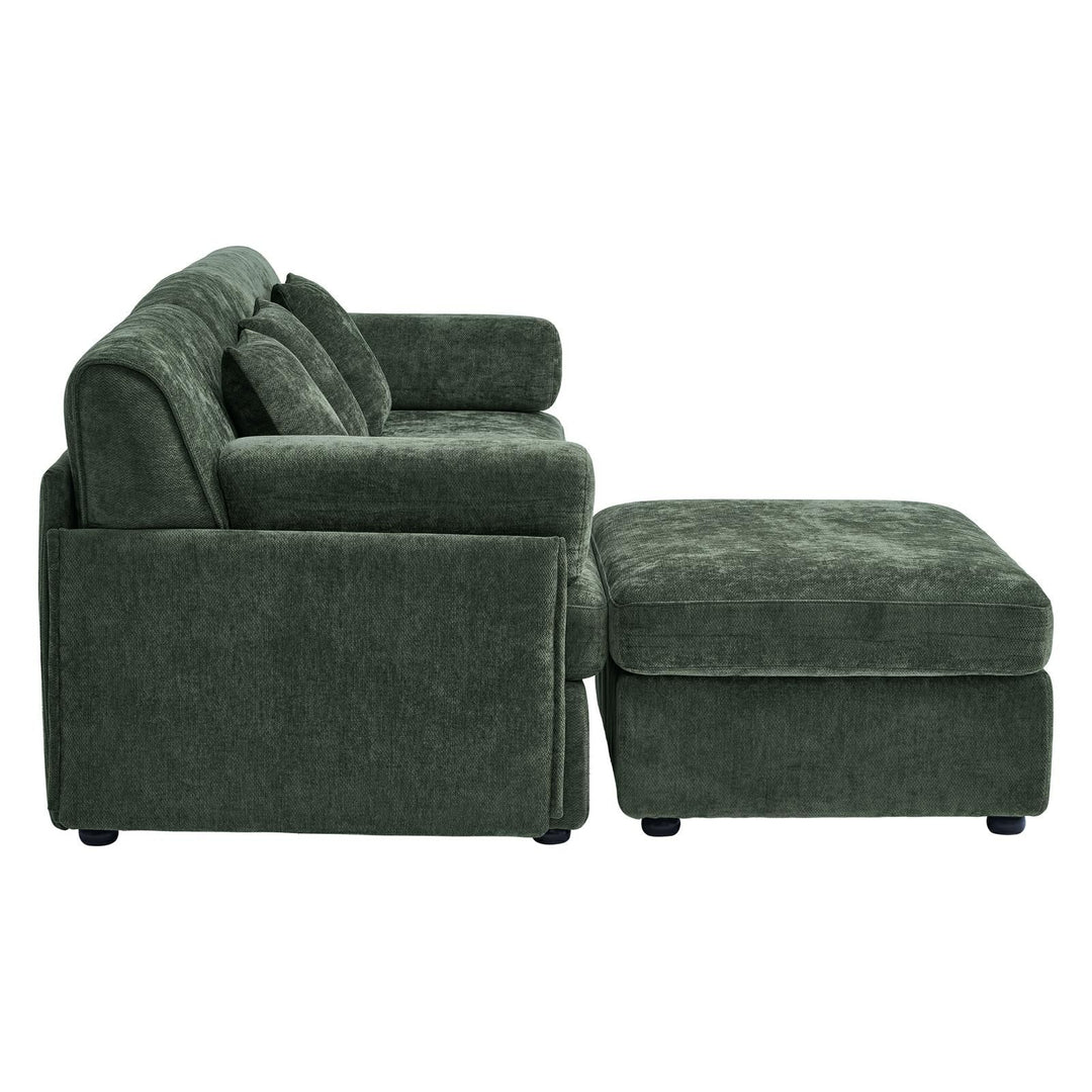 Buy farmhouse furniture Olea Farm | Oversized Green L-Shape 4 Seater Modular Farmhouse Sofa Couch - Modern Cottage Farmhouse Furniture
