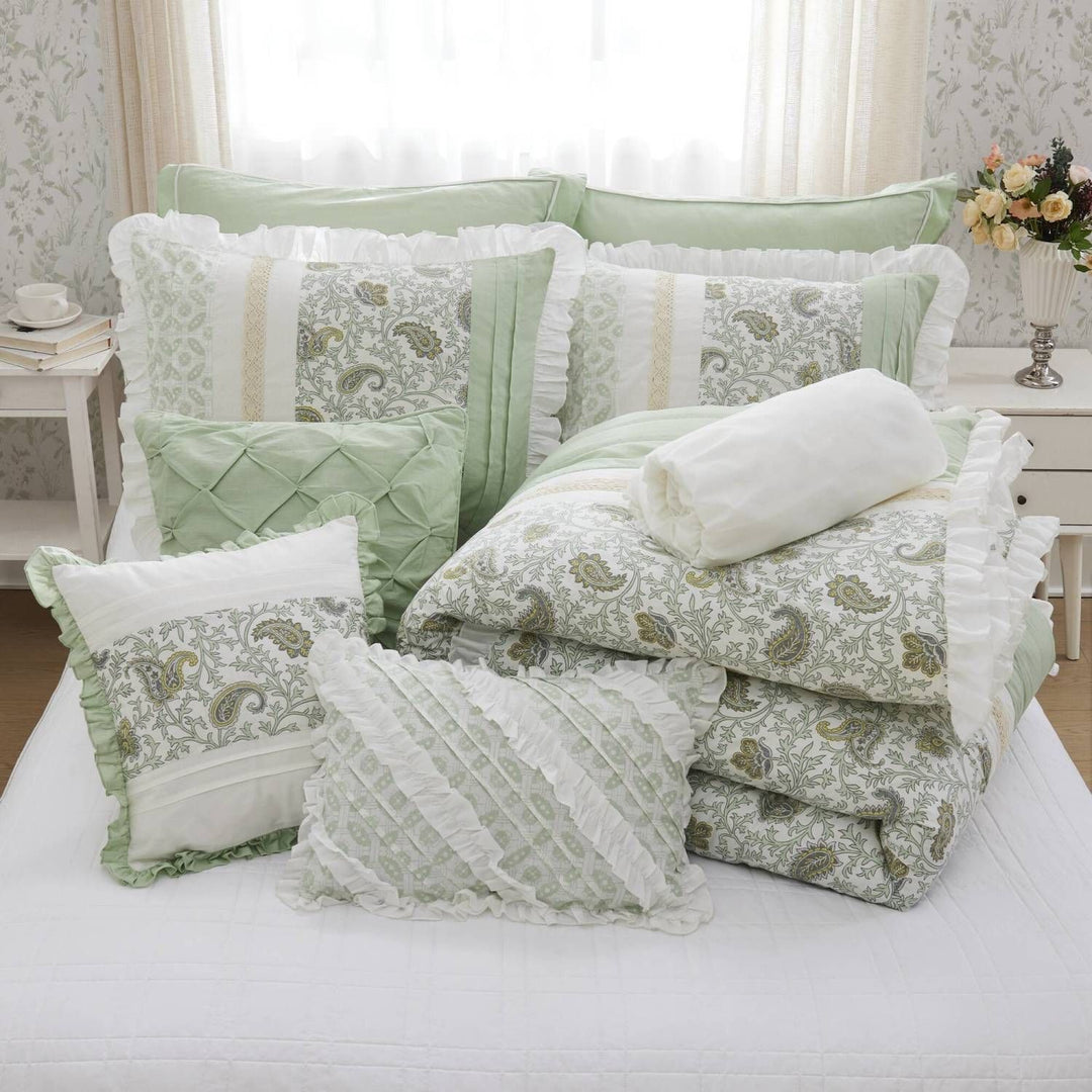 Buy farmhouse furniture 9 Piece Cotton Percale Comforter Set King - Modern Cottage Farmhouse Furniture