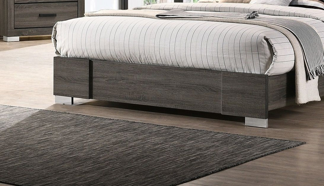 Buy farmhouse furniture Contemporary Grey Finish Unique King Size Bed 1pc Bedroom Furniture Unique Lines Headboard Wooden - Modern Cottage Farmhouse Furniture