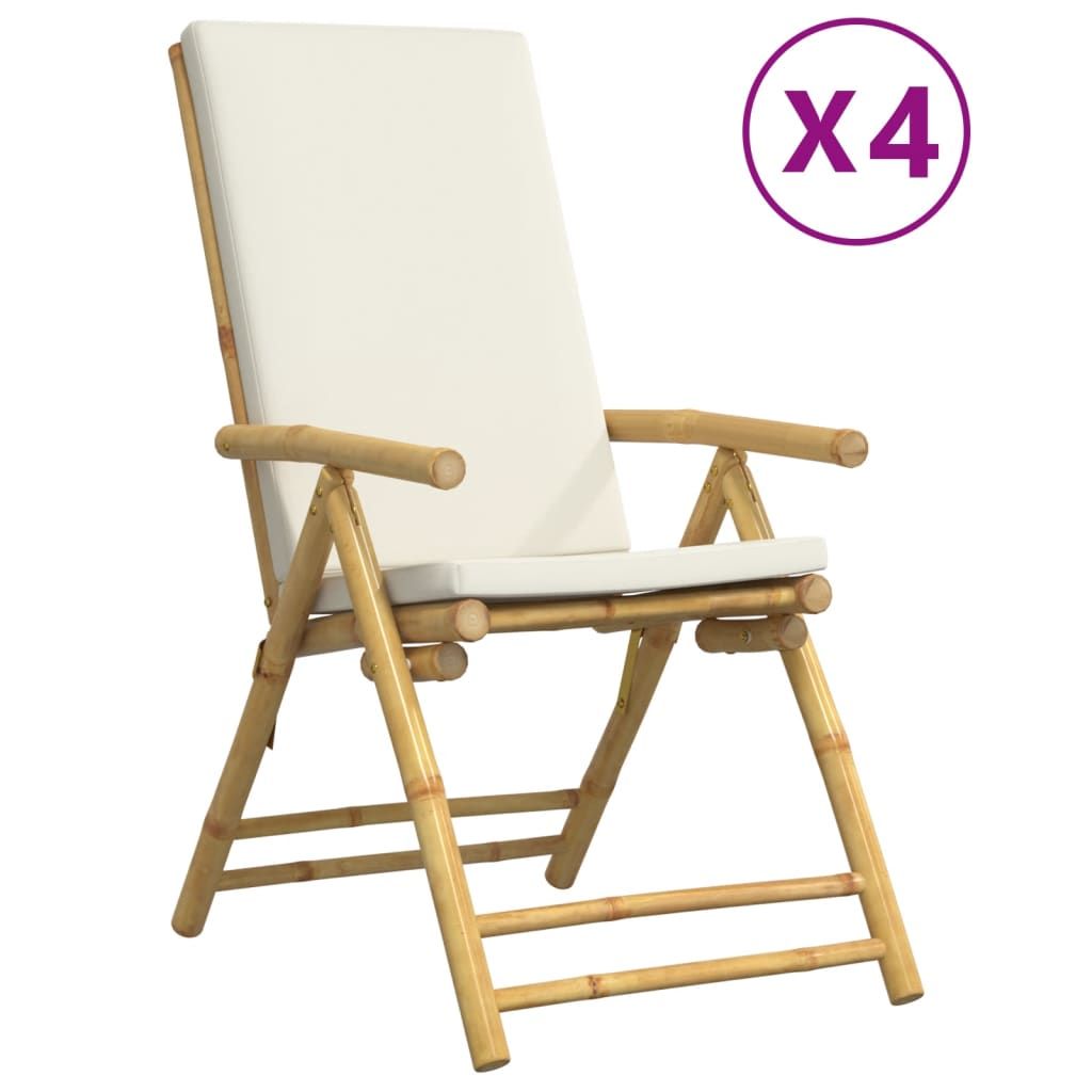 Buy farmhouse furniture Best Farmhouse Outdoor Chair Set | Garden Reclining Set of 4 Cream White Bamboo - Modern Cottage Farmhouse Furniture