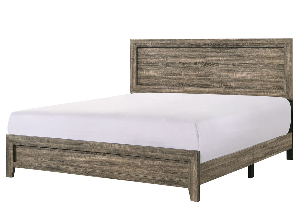 Buy farmhouse furniture Grey Finish Fabric 1pc King Size Panel Bed Beautiful Wooden Bedroom Furniture Contemporary Style - Modern Cottage Farmhouse Furniture