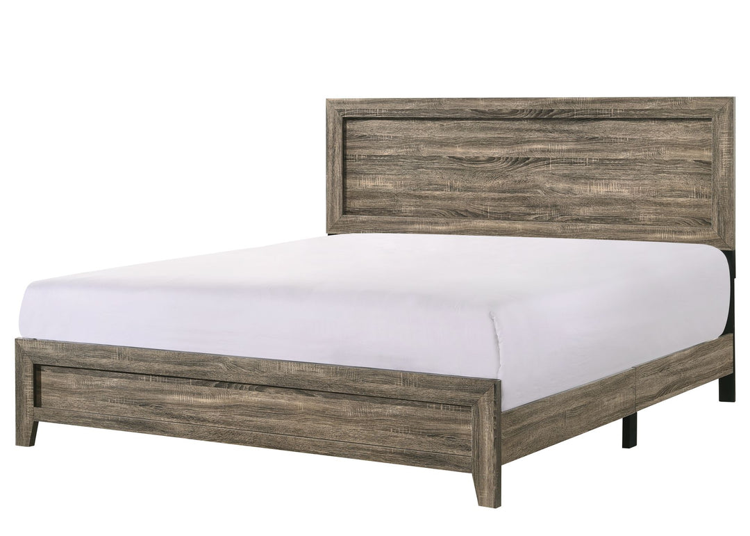 Buy farmhouse furniture Grey Finish Fabric 1pc King Size Panel Bed Beautiful Wooden Bedroom Furniture Contemporary Style - Modern Cottage Farmhouse Furniture
