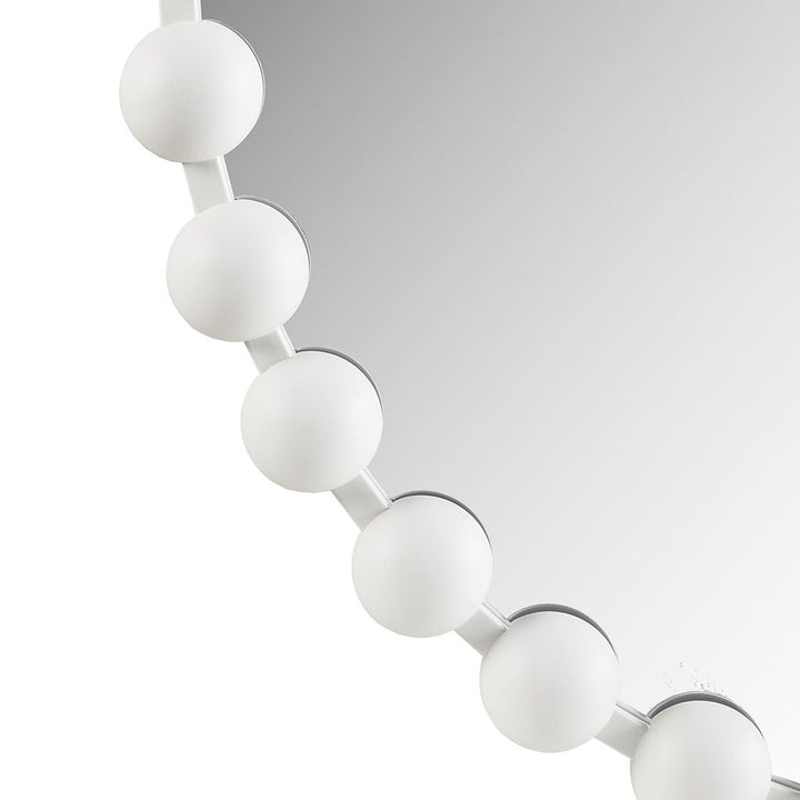 Buy farmhouse furniture White Beaded Round Wall Mirror 27"D - Modern Cottage Farmhouse Furniture