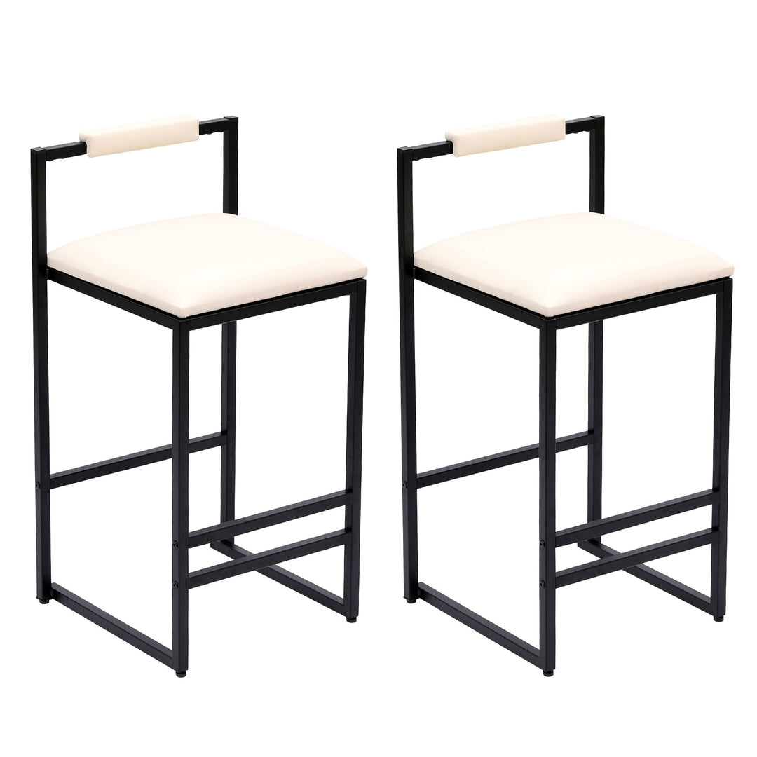 Buy farmhouse furniture Set of 2 Barstools Faux Leather Upholstered Bar Stools - Modern Cottage Farmhouse Furniture