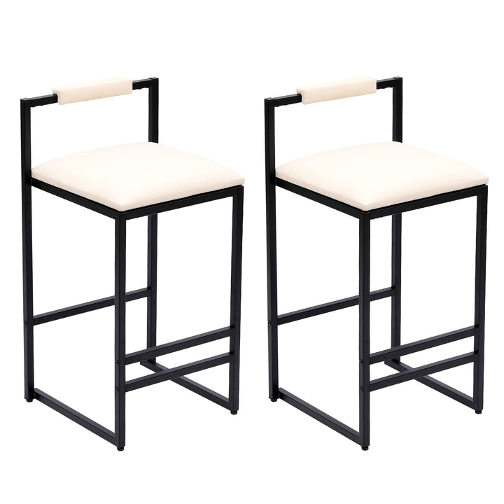 Buy farmhouse furniture Set of 2 Barstools Faux Leather Upholstered Bar Stools - Modern Cottage Farmhouse Furniture