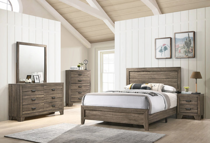 Buy farmhouse furniture Grey Finish Fabric 1pc King Size Panel Bed Beautiful Wooden Bedroom Furniture Contemporary Style - Modern Cottage Farmhouse Furniture