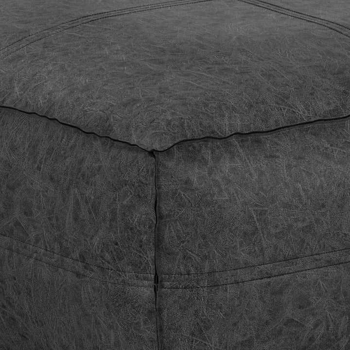 Buy farmhouse furniture Brody - Large Square Coffee Table Pouf - Distressed Black - Modern Cottage Farmhouse Furniture