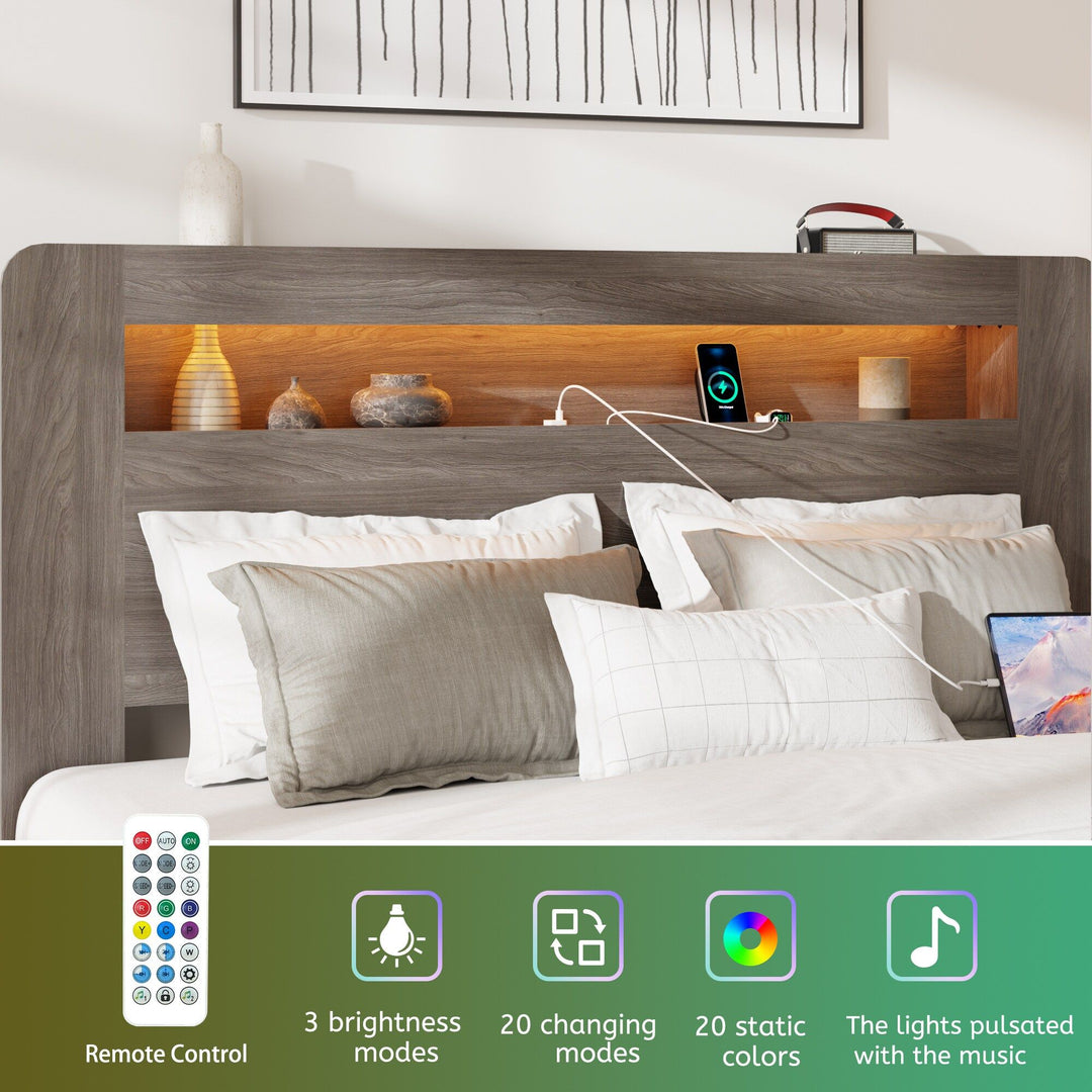 Buy farmhouse furniture Iron Oak | Dark Grey King Size Cottage Farmhouse Bed Frame - Modern Cottage Farmhouse Furniture
