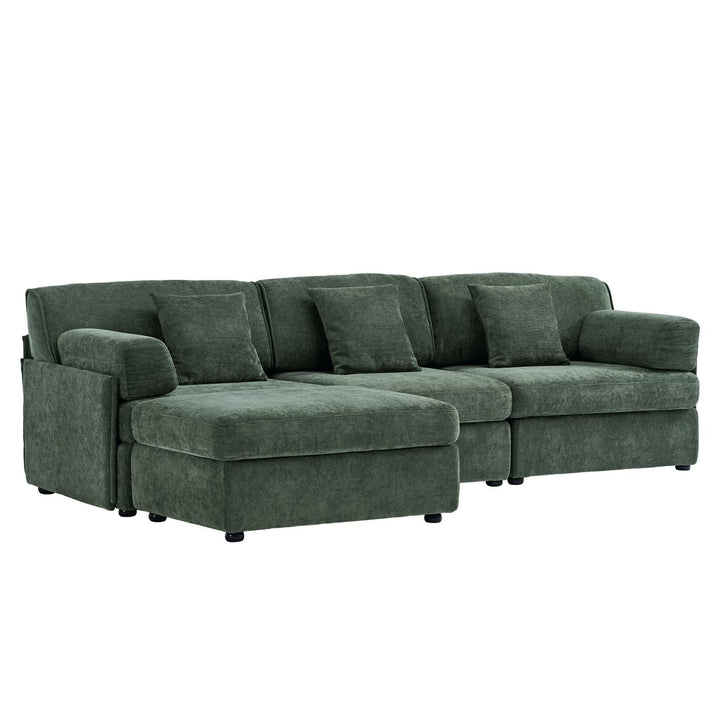 Buy farmhouse furniture Olea Farm | Oversized Green L-Shape 4 Seater Modular Farmhouse Sofa Couch - Modern Cottage Farmhouse Furniture