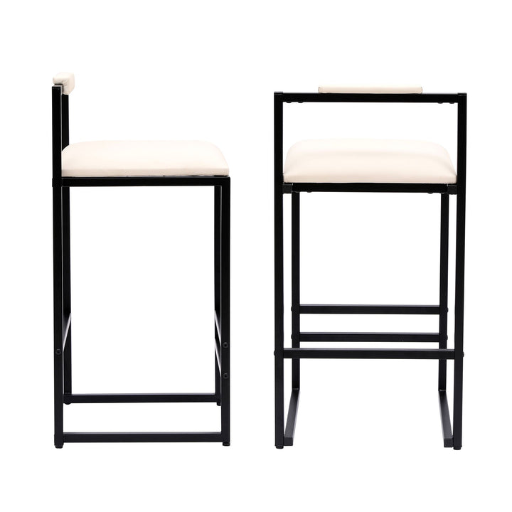 Buy farmhouse furniture Set of 2 Barstools Faux Leather Upholstered Bar Stools - Modern Cottage Farmhouse Furniture
