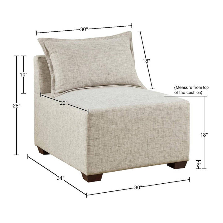 Buy farmhouse furniture Cream Off White Farmhouse Modular Armless Chair - Modern Cottage Farmhouse Furniture