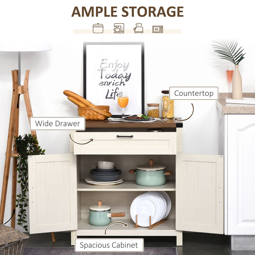Buy farmhouse furniture Farmhouse Style White Wooden Sideboard Kitchen Buffet Cabinet with Drawer and Shelf - Modern Cottage Farmhouse Furniture