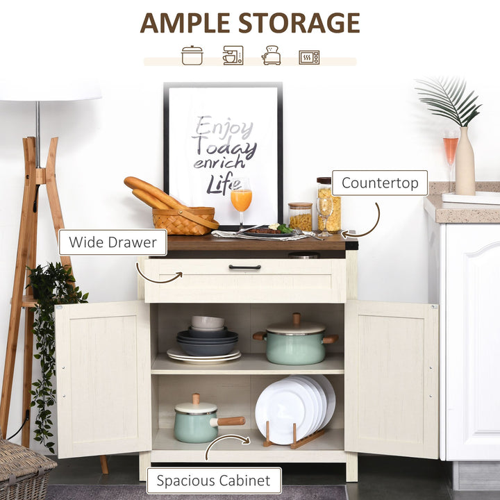 Buy farmhouse furniture Farmhouse Style White Wooden Sideboard Kitchen Buffet Cabinet with Drawer and Shelf - Modern Cottage Farmhouse Furniture
