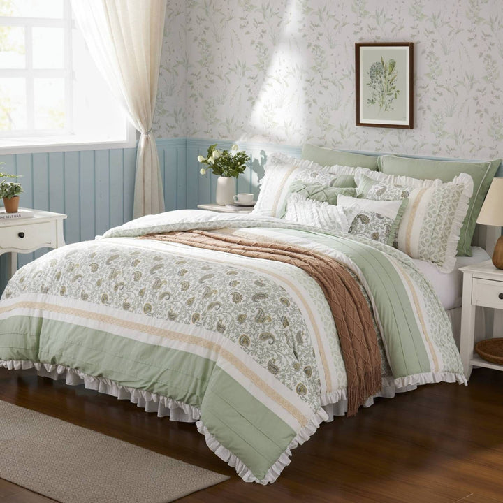 Buy farmhouse furniture 9 Piece Cotton Percale Comforter Set King - Modern Cottage Farmhouse Furniture