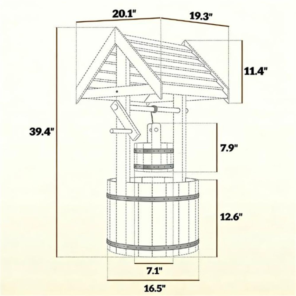 Buy farmhouse furniture Wooden Farmhouse Water Well Outdoor Decor - Modern Cottage Farmhouse Furniture