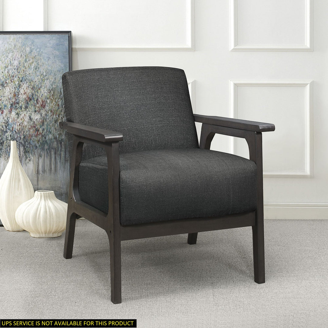 Buy farmhouse furniture Dark Gray Fabric Upholstered Accent Chair 1pc Solid Rubberwood Antique Gray Finish Living Room Furniture - Modern Cottage Farmhouse Furniture
