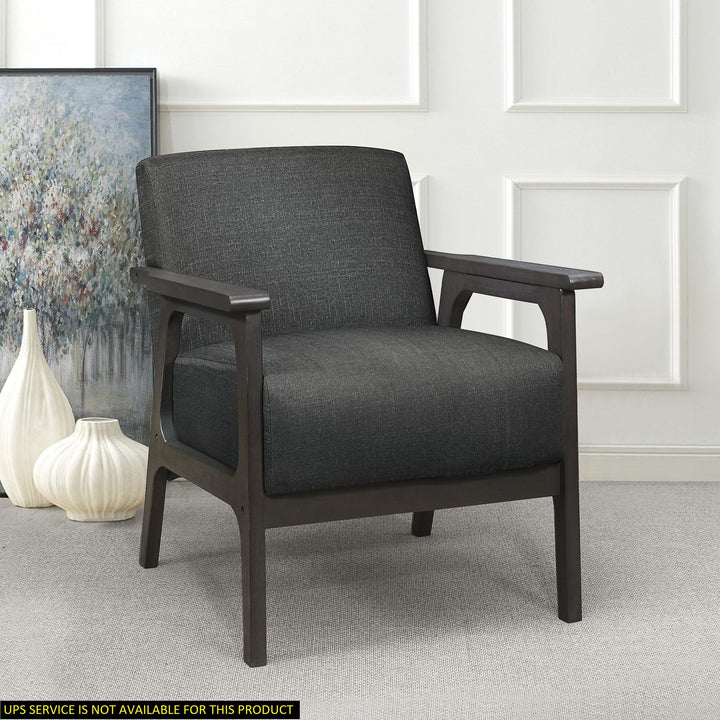 Buy farmhouse furniture Dark Gray Fabric Upholstered Accent Chair 1pc Solid Rubberwood Antique Gray Finish Living Room Furniture - Modern Cottage Farmhouse Furniture