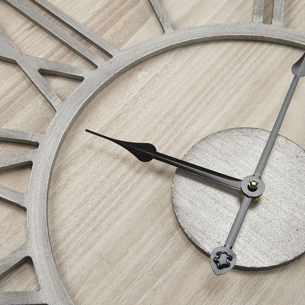Buy farmhouse furniture 23.6" Large Antic Farmhouse Ash Wood Wall Clock - Modern Cottage Farmhouse Furniture