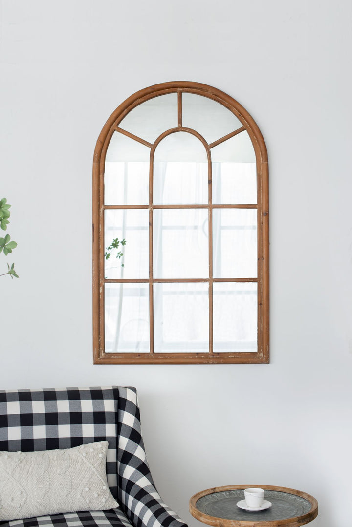 Buy farmhouse furniture Elegant Farmhouse Large Arched Accent Mirror in Brown Frame - Modern Cottage Farmhouse Furniture