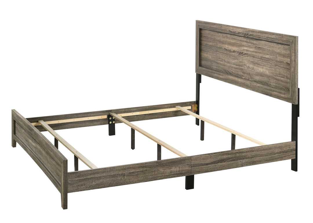 Buy farmhouse furniture Grey Finish Fabric 1pc King Size Panel Bed Beautiful Wooden Bedroom Furniture Contemporary Style - Modern Cottage Farmhouse Furniture
