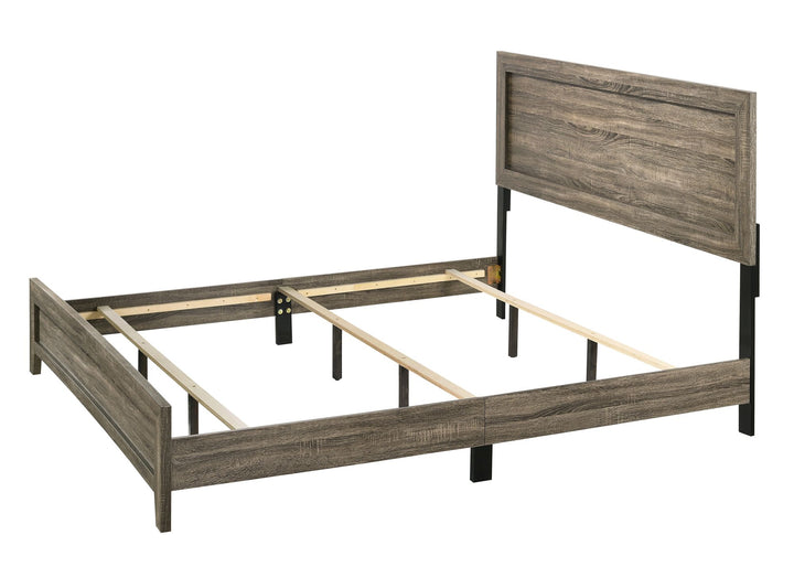 Buy farmhouse furniture Grey Finish Fabric 1pc King Size Panel Bed Beautiful Wooden Bedroom Furniture Contemporary Style - Modern Cottage Farmhouse Furniture