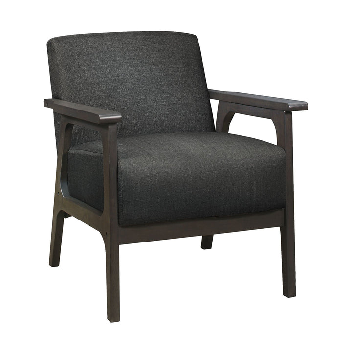 Buy farmhouse furniture Dark Gray Fabric Upholstered Accent Chair 1pc Solid Rubberwood Antique Gray Finish Living Room Furniture - Modern Cottage Farmhouse Furniture
