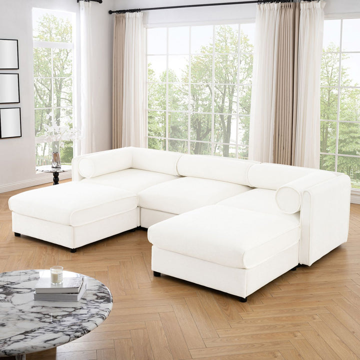 Buy farmhouse furniture Birch Hollow Sofa | Modern Farmhouse U-Shaped 3-Seater Sofa Couch - Modern Cottage Farmhouse Furniture