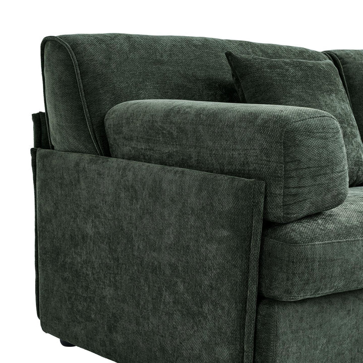 Buy farmhouse furniture Olea Farm | Oversized Green L-Shape 4 Seater Modular Farmhouse Sofa Couch - Modern Cottage Farmhouse Furniture