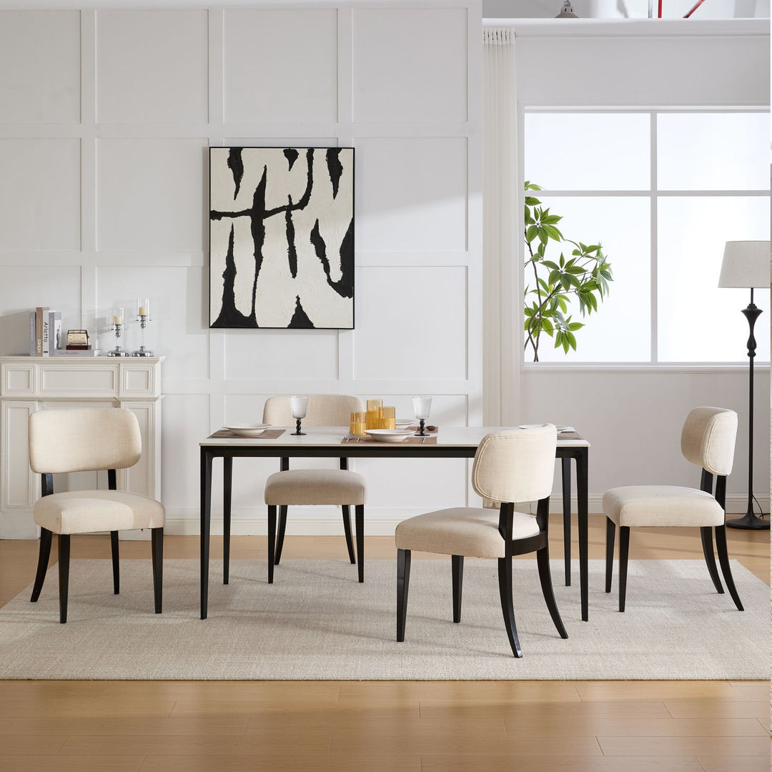 Buy farmhouse furniture Wooden Dining Chairs Set of 2, Modern Fabric Upholstered Dining Room Chair Kitchen Chairs, Farmhouse Dinner Chair for Kitchen Dining Room - Modern Cottage Farmhouse Furniture