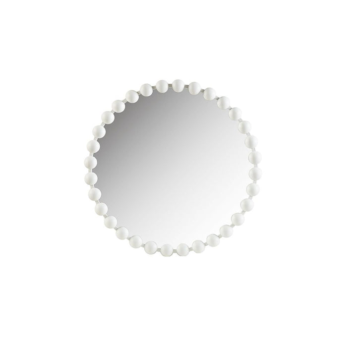 Buy farmhouse furniture White Beaded Round Wall Mirror 27"D - Modern Cottage Farmhouse Furniture